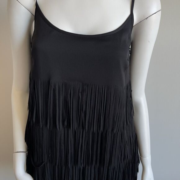 W by Worth Gatsby Fringe Mini Dress Sleeveless Black Size 2 Cocktail Party - Picture 3 of 15